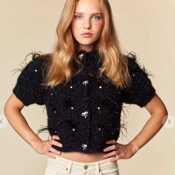 Rareraw “ Katrina 2 “ Rareraw Knit Sweater with Feather & Rhinestone Accents 95 - Picture 5 of 8